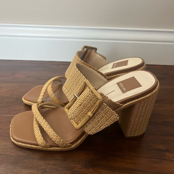 Dolce Vita Onnie Raffia Bamboo Square Toe Heel/Sandal-Size 9.5 - Picture 5 of 10